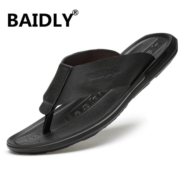 new arrival summer men flip flops genuine leather beach sandals non-slip male slippers zapatos hombre casual shoes, Black
new arrival summer men flip flops genuine leather beach sandals non-slip male slippers zapatos hombre casual shoes, Black