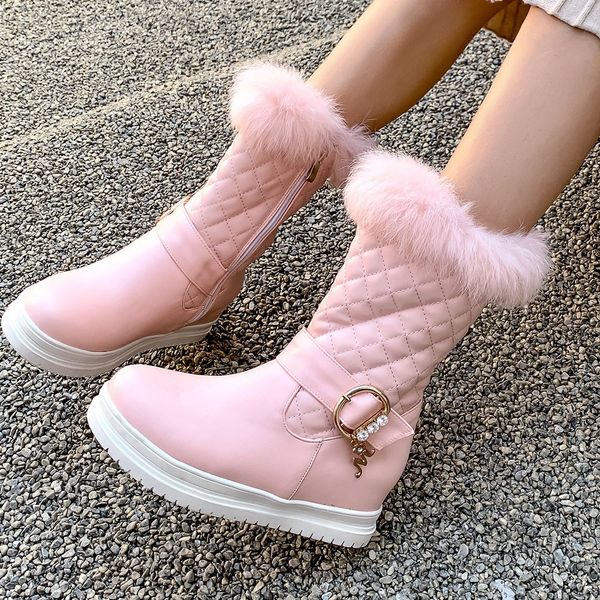 winter warm white snow boots for women's with rhinestone buckle strap warm fur plush insole boots mid heel thic shoes woman flat, Black
winter warm white snow boots for women's with rhinestone buckle strap warm fur plush insole boots mid heel thic shoes woman flat, Black