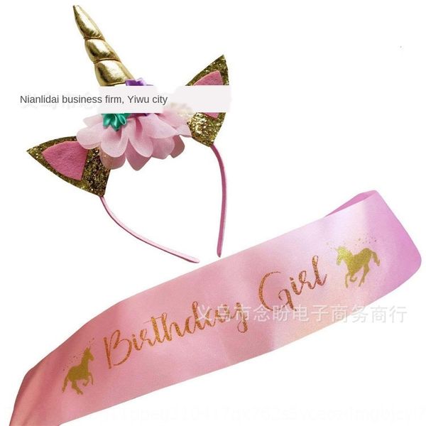 children's party accessories pony unicorn hair band cloth hair band pink fabric golden printing ritual belt set, Slivery;white
children's party accessories pony unicorn hair band cloth hair band pink fabric golden printing ritual belt set, Slivery;white