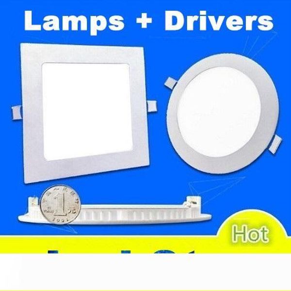 9w 12w 15w 18w 25w led light ceiling panel lights ac 110-240v dimmable led pane downlights 120 angle + power drivers