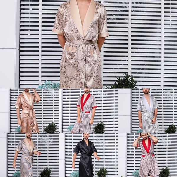 summer thin pajamas silk pajamas men's ice silk nightgown men's long nightgown summer, Black;brown
summer thin pajamas silk pajamas men's ice silk nightgown men's long nightgown summer, Black;brown