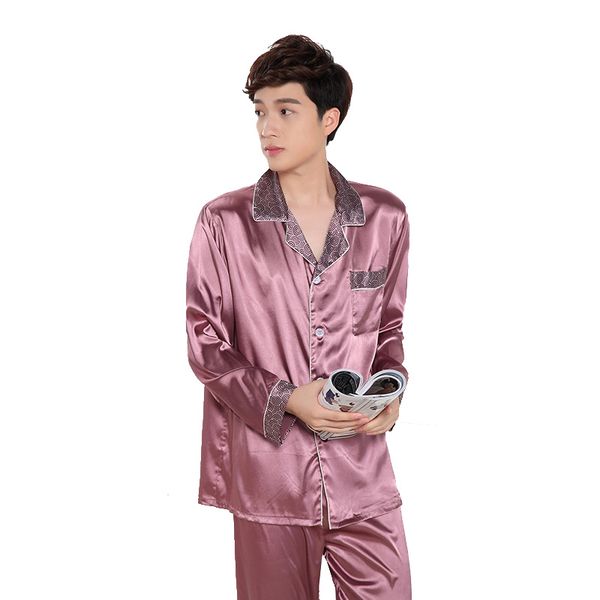 men's sleepwear 2021 faux silk pajamas for men solid lapel short sleeve long large size loose summer man home clothes 2 pcs/set, Black;brown
men's sleepwear 2021 faux silk pajamas for men solid lapel short sleeve long large size loose summer man home clothes 2 pcs/set, Black;brown