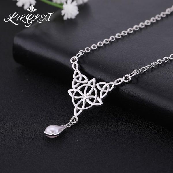 likgreat pearl crystal tear drop necklace crystal stone charm pendant celtics knot wicca chain choker for women vintage jewelry, Silver
likgreat pearl crystal tear drop necklace crystal stone charm pendant celtics knot wicca chain choker for women vintage jewelry, Silver