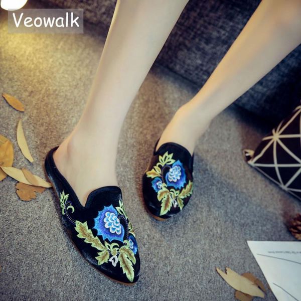 veowalk floral embroidered women's pointed toe flannel cotton mules shoes summer fashion ladies casual comfort slip-on flats, Black
veowalk floral embroidered women's pointed toe flannel cotton mules shoes summer fashion ladies casual comfort slip-on flats, Black