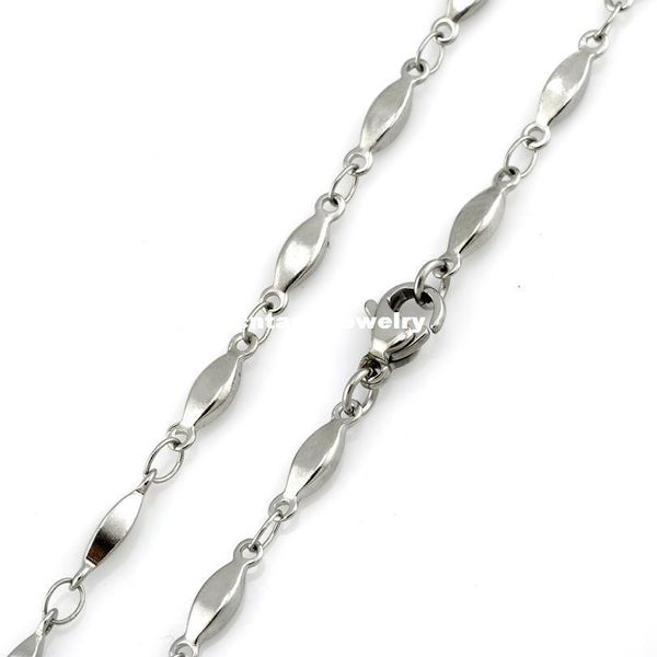 316l stainless steel handmade men's women`s solid olive shape bar linked chain necklace (16"-22" inches, Silver
316l stainless steel handmade men's women`s solid olive shape bar linked chain necklace (16"-22" inches, Silver