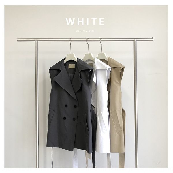 w-81769 summer new coat fashion suit vest coat women's thin casual mid-length vest, Black;white
w-81769 summer new coat fashion suit vest coat women's thin casual mid-length vest, Black;white