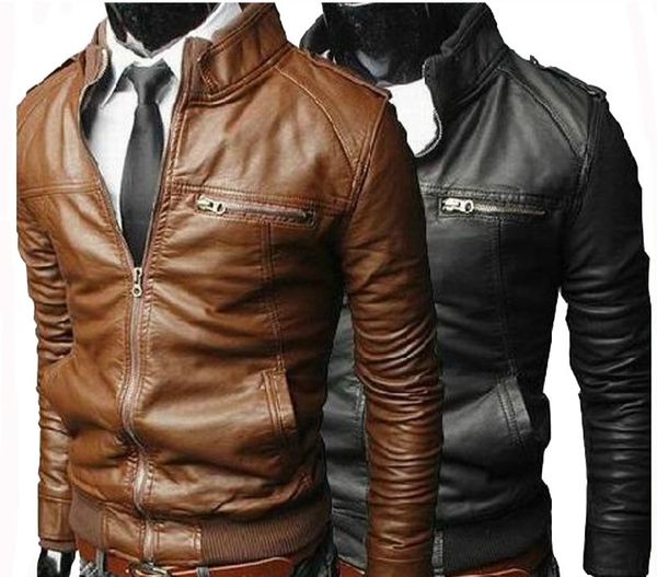 korean version of the jacket men's stand collar slim casual leather men's leather jacket motorcycle pu, Black
korean version of the jacket men's stand collar slim casual leather men's leather jacket motorcycle pu, Black