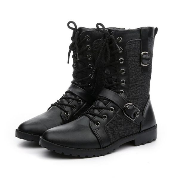 men military boots high mens motorcycle boot buckle leather shoes man four seasons, Black
men military boots high mens motorcycle boot buckle leather shoes man four seasons, Black