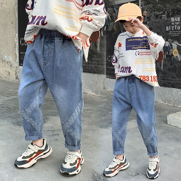 5ssba 2020 new boys' medium large children's autumn children's fashionable korean style spring tight pants jeans and jeans an, Blue