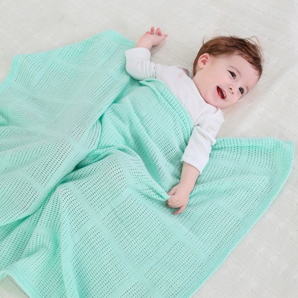 Cotton Crochet Newborn Baby Blankets Candy Color Casual Sleeping Bed Supplies Hole Wrap