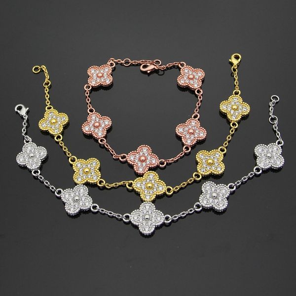 stainless steel flower full diamond bracelet 5 flowers four-leaf flower ladies bracelet gypsophila paniculata love bracelet for woma, Black
stainless steel flower full diamond bracelet 5 flowers four-leaf flower ladies bracelet gypsophila paniculata love bracelet for woma, Black