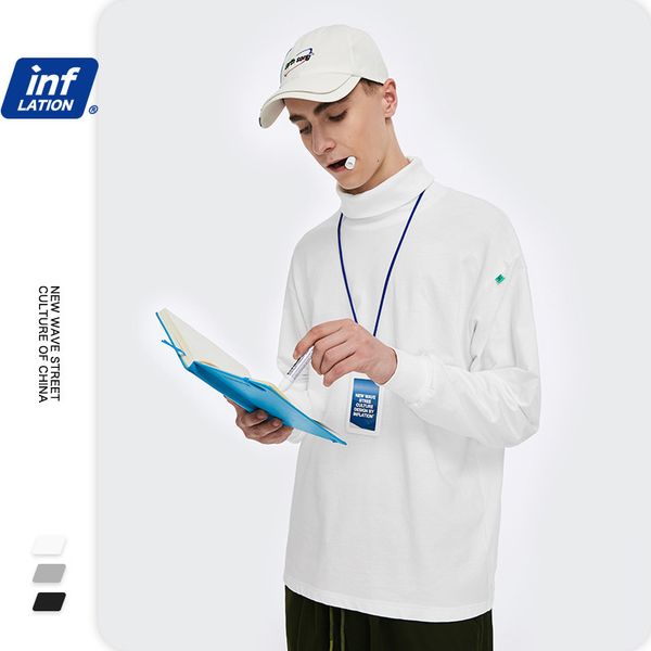 inf men's | 2020 autumn new fashion brand loose solid color simple terry bottom high collar long sleeve t-shirt for men, White;black
inf men's | 2020 autumn new fashion brand loose solid color simple terry bottom high collar long sleeve t-shirt for men, White;black