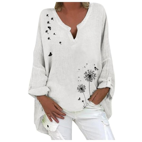 plus size shirt womens and blouses casual long sleeve floral print loose v-neck shirt blouse cotton linen shirts, White
plus size shirt womens and blouses casual long sleeve floral print loose v-neck shirt blouse cotton linen shirts, White