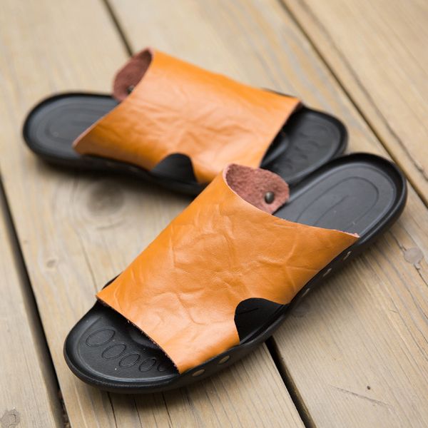 men's slippers summer beach leisure shoes man leather breathable soft slippers man flip flops terlik chinelo zapatos de hombre, Black
men's slippers summer beach leisure shoes man leather breathable soft slippers man flip flops terlik chinelo zapatos de hombre, Black