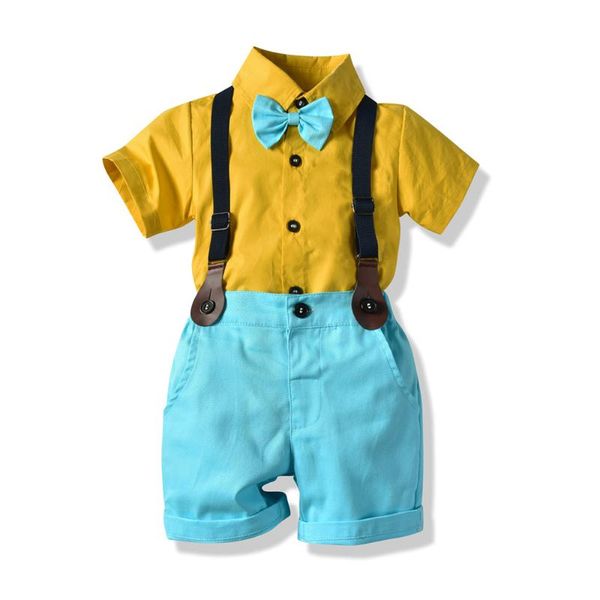 clothing sets boy's bow decor yellow shirts+blue strap shorts 2pcs little gentlemen fashion summer, White
clothing sets boy's bow decor yellow shirts+blue strap shorts 2pcs little gentlemen fashion summer, White