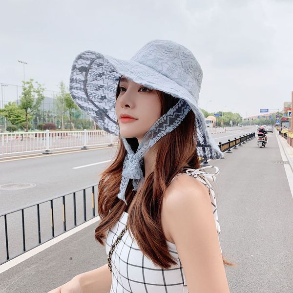 holiday lace hollowed-out big edge female fisherman elegant fisherman sun sun big hat bridle sunshade hat, Blue;gray
holiday lace hollowed-out big edge female fisherman elegant fisherman sun sun big hat bridle sunshade hat, Blue;gray