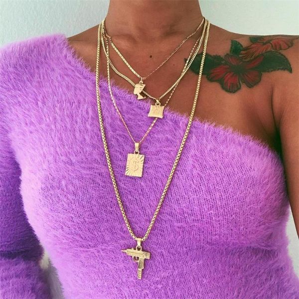 alyxuy 2020 new arrival vintage long chain dollar portrait gun pendant necklace for women multi-layer necklace fashion jewelry, Silver
alyxuy 2020 new arrival vintage long chain dollar portrait gun pendant necklace for women multi-layer necklace fashion jewelry, Silver