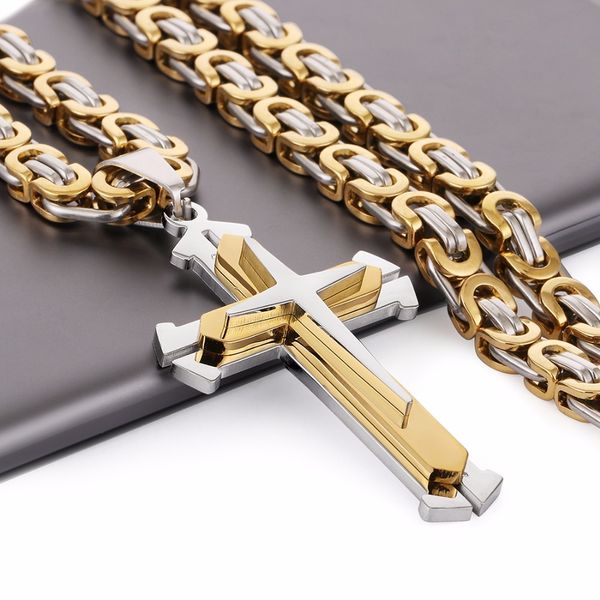 stainless steel pendant necklace 3 layer knight cross gold silver color strong byzantine chain mens fashion jewelry fathers gift y200730
stainless steel pendant necklace 3 layer knight cross gold silver color strong byzantine chain mens fashion jewelry fathers gift y200730
