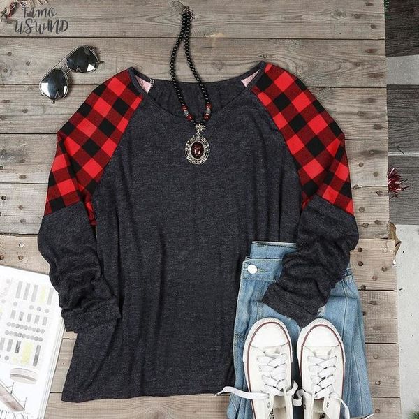 femme plus size plaid splicing t shirt women fall grey lady tee trendy korean clothes oversized camisetas mujer, White
femme plus size plaid splicing t shirt women fall grey lady tee trendy korean clothes oversized camisetas mujer, White