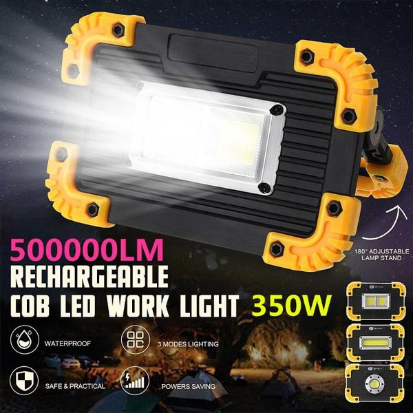 Portable 350w Cob Led Floodlight Usb Charging 5-8 Hours Outdoor Work Spotlight Camping Led Searchlight Rechargeable Bettary Lamp