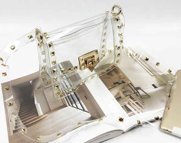 Designer Handbag 2020 Fashion Jelly Rivet Transparent PVC Portable Diagonal Small Square Bag Best Selling
Designer Handbag 2020 Fashion Jelly Rivet Transparent PVC Portable Diagonal Small Square Bag Best Selling