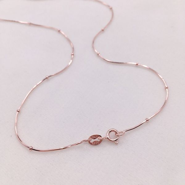 35-80cm thin 925 sterling silver rose gold color snake beads chain necklaces for women girls kids jewelry kolye collares collier
35-80cm thin 925 sterling silver rose gold color snake beads chain necklaces for women girls kids jewelry kolye collares collier