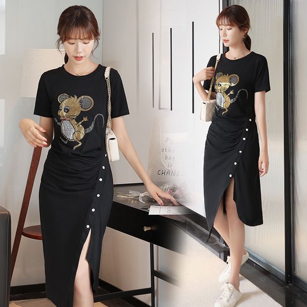 pydkj 2020 summer new women's clothing korean-style waist slimming medium-length dress cartoon long skirt long skirt diamond split shor, Black;gray
pydkj 2020 summer new women's clothing korean-style waist slimming medium-length dress cartoon long skirt long skirt diamond split shor, Black;gray