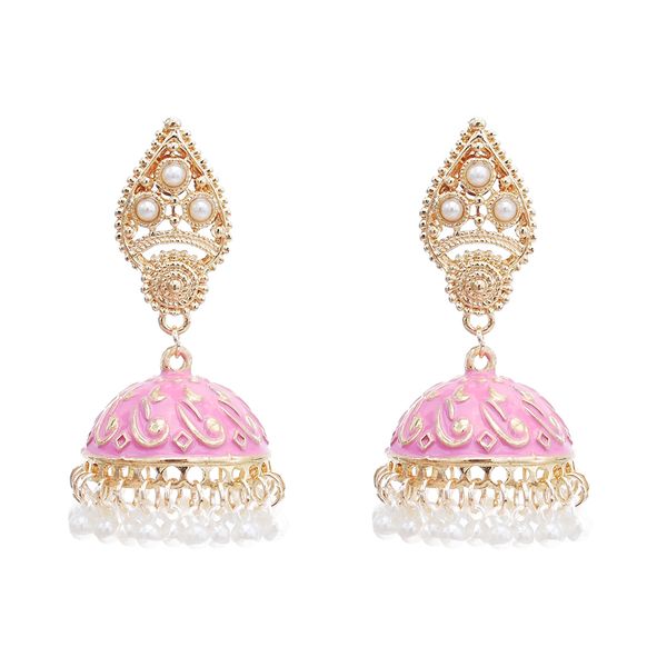 retro style with imitation pearl beads and colorful enamel bell tassel dangle earrings for women party jewelry, Silver
retro style with imitation pearl beads and colorful enamel bell tassel dangle earrings for women party jewelry, Silver