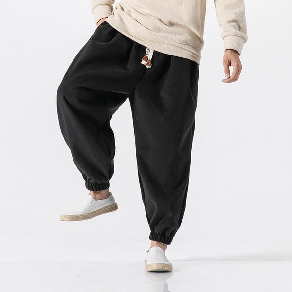 men's pants 2021 style winter loose-fit padded woolen harem saggy solid color chinese-style, Black
men's pants 2021 style winter loose-fit padded woolen harem saggy solid color chinese-style, Black