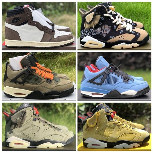 2020 travis scotts mens basketball shoes 1s 4s 6s ts cactus jack authentic sport sneakers with box, White;red
2020 travis scotts mens basketball shoes 1s 4s 6s ts cactus jack authentic sport sneakers with box, White;red