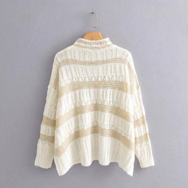 fall 2020 european and american women's new half-high collar stitching sweater women sweater, White;black 
fall 2020 european and american women's new half-high collar stitching sweater women sweater, White;black