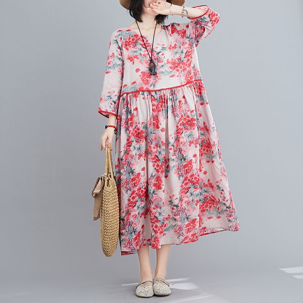 maternity dresses summer and autumn three quarter sleeve floral dress plus size fashion printing pregnant women cotton linen loose, White
maternity dresses summer and autumn three quarter sleeve floral dress plus size fashion printing pregnant women cotton linen loose, White