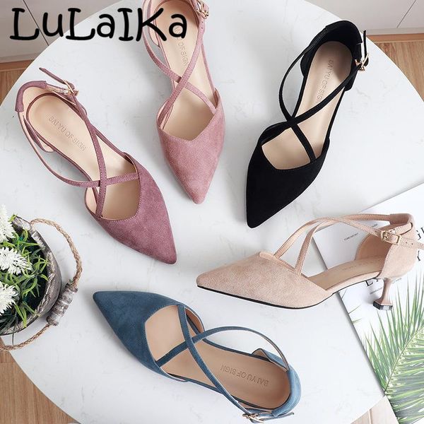 dress shoes 5cm high heels woman cross-tied flock pointed toe thin pumps female nude elegant sandals party wedding, Black
dress shoes 5cm high heels woman cross-tied flock pointed toe thin pumps female nude elegant sandals party wedding, Black