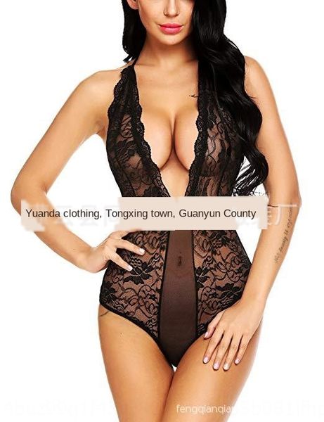 2019 new underwear lace deep v jumpsuit underwear lace stitching perspective temptation, Black;white
2019 new underwear lace deep v jumpsuit underwear lace stitching perspective temptation, Black;white