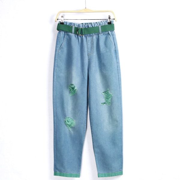 2020 fashion new lady denim pants wash worn detail trouser elastic waist women casual long pants n69, Blue
2020 fashion new lady denim pants wash worn detail trouser elastic waist women casual long pants n69, Blue
