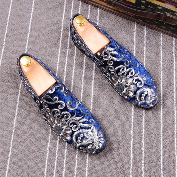 men's embroidered leather shoes pointed toe shoes hairdresser men's breathable spring and autumn wedding, Black
