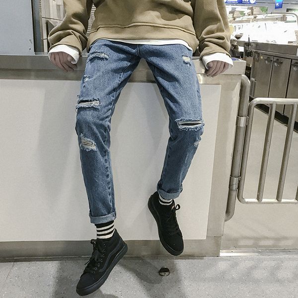 men's jeans wholesale 2021 fashion broken korean trend loose wild harajuku style bf pencil pants, Blue
men's jeans wholesale 2021 fashion broken korean trend loose wild harajuku style bf pencil pants, Blue