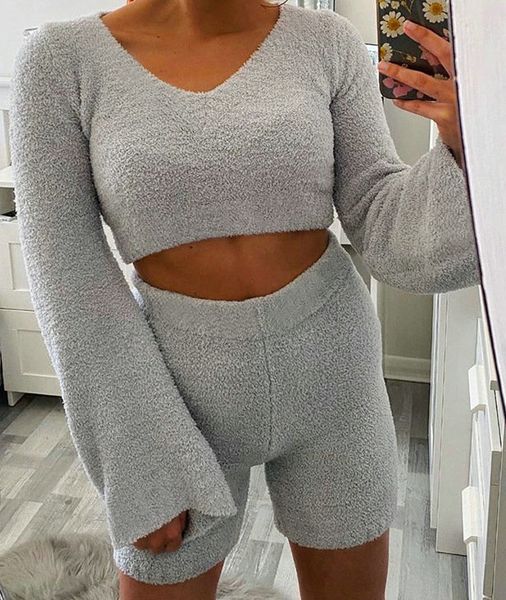 two piece set women shorts suits v neck long sleeve fleece crop shorts bodycon teddy plush women knitted tracksuit sets
two piece set women shorts suits v neck long sleeve fleece crop shorts bodycon teddy plush women knitted tracksuit sets