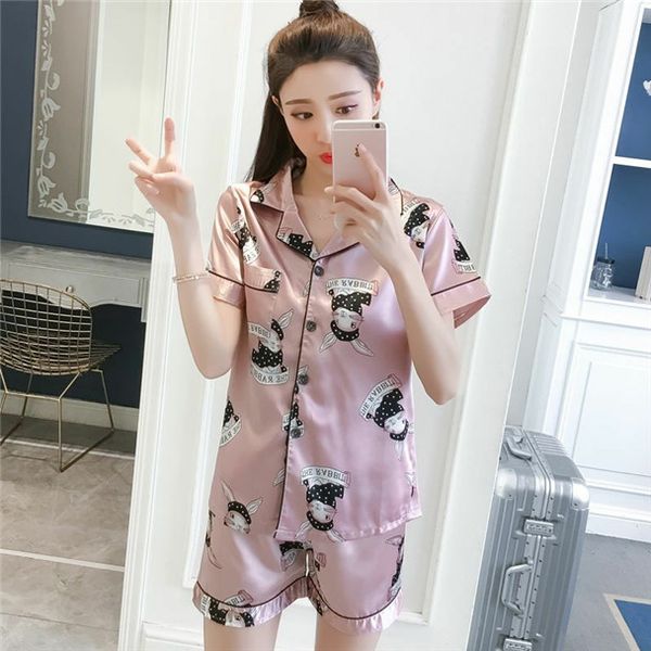g2 summer students korean version of lovely home wear set ice silk pajamas women summer short sleeve two piece suit imitation silk, White
g2 summer students korean version of lovely home wear set ice silk pajamas women summer short sleeve two piece suit imitation silk, White