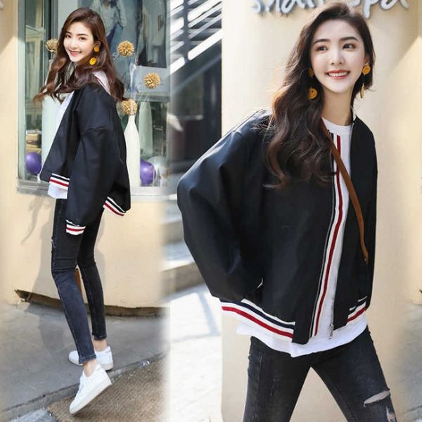 2019 base ball new baseball suit bf loose 2019 new trendy jacket harajuku style all-match short jacket, Black
2019 base ball new baseball suit bf loose 2019 new trendy jacket harajuku style all-match short jacket, Black