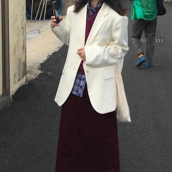 women's suits & blazers small girl eiko oni feeling collocation creamy white suit female coat vintage retro tender spring model, White;black
women's suits & blazers small girl eiko oni feeling collocation creamy white suit female coat vintage retro tender spring model, White;black