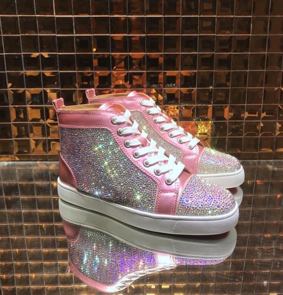 men women red bottom sneakers party leather glittery bottom studded spikes flats shoes fashion luxury party dress high-cut eu35-46, Black
men women red bottom sneakers party leather glittery bottom studded spikes flats shoes fashion luxury party dress high-cut eu35-46, Black