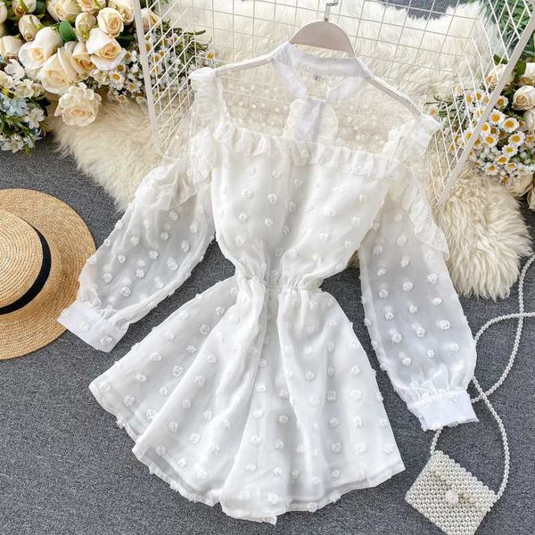 summer women's jumpsuit french puff sleeve net yarn polka dot jumpsuit slim and thin western style one-piece pants ll026, Black;white
summer women's jumpsuit french puff sleeve net yarn polka dot jumpsuit slim and thin western style one-piece pants ll026, Black;white