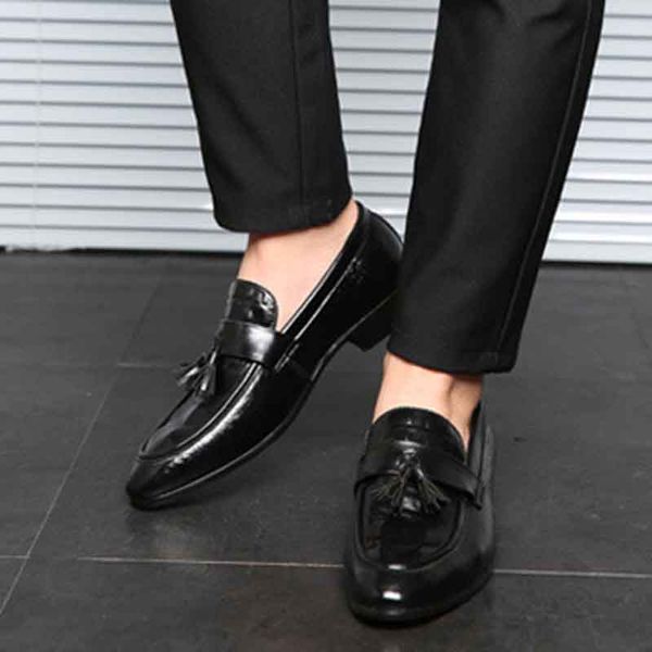 casual leather men's loafers lightweight driving shoes for men big size comfortable loafers male fashion waterproof footwear men, Black