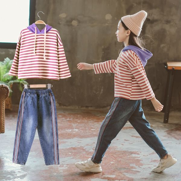 7kcv0 2019 new leisure sweater clothing suit women's wear medium and large children's striped sweater denim two-piece fashionable
7kcv0 2019 new leisure sweater clothing suit women's wear medium and large children's striped sweater denim two-piece fashionable