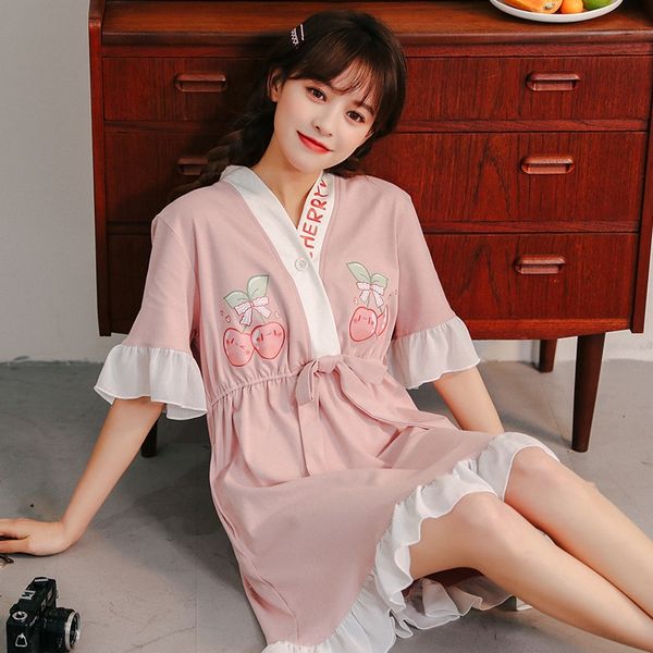 n3gow 2020 nightgown pajamas pajamas women's cute cotton short-sleeved kimono nightgown princess style korean style student thin age-re, Blue;red
n3gow 2020 nightgown pajamas pajamas women's cute cotton short-sleeved kimono nightgown princess style korean style student thin age-re, Blue;red