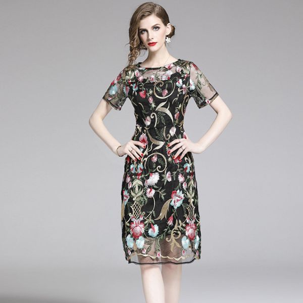 elegant commuter round neck fashion short sleeve heavy work embroidery floral mesh 2019 autumn new slim slim dress, Black;gray
elegant commuter round neck fashion short sleeve heavy work embroidery floral mesh 2019 autumn new slim slim dress, Black;gray