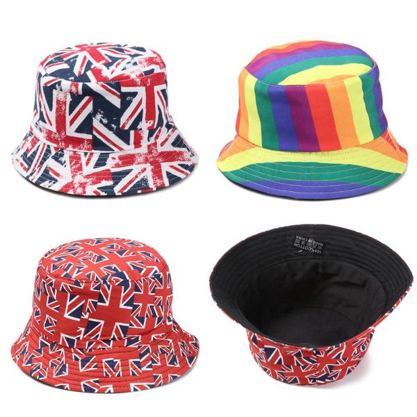 new bucket hat summer outdoor sunscreen foldable fisherman hats uk flags festival rainbow pride multicolour pattern sun cap, Blue;gray
new bucket hat summer outdoor sunscreen foldable fisherman hats uk flags festival rainbow pride multicolour pattern sun cap, Blue;gray