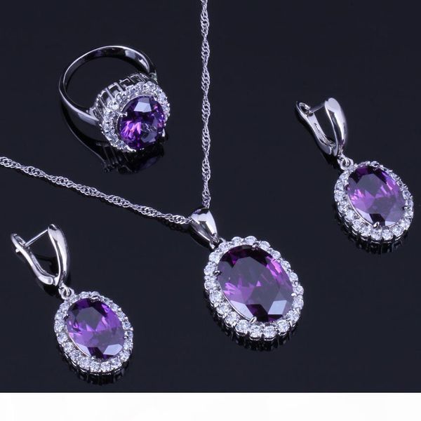 awesome oval egg purple cubic zirconia white cz 925 sterling silver jewelry sets for women earrings pendant chain ring v0282
awesome oval egg purple cubic zirconia white cz 925 sterling silver jewelry sets for women earrings pendant chain ring v0282
