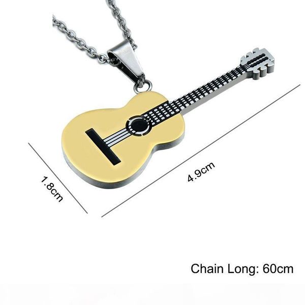 e fashion necklace gold silver black music guitar stainless steel pendant necklace for men and women with rolo chain 23 "
e fashion necklace gold silver black music guitar stainless steel pendant necklace for men and women with rolo chain 23 "